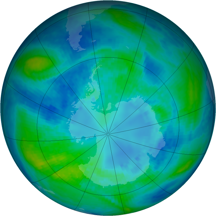 Antarctic ozone map for 12 April 2003